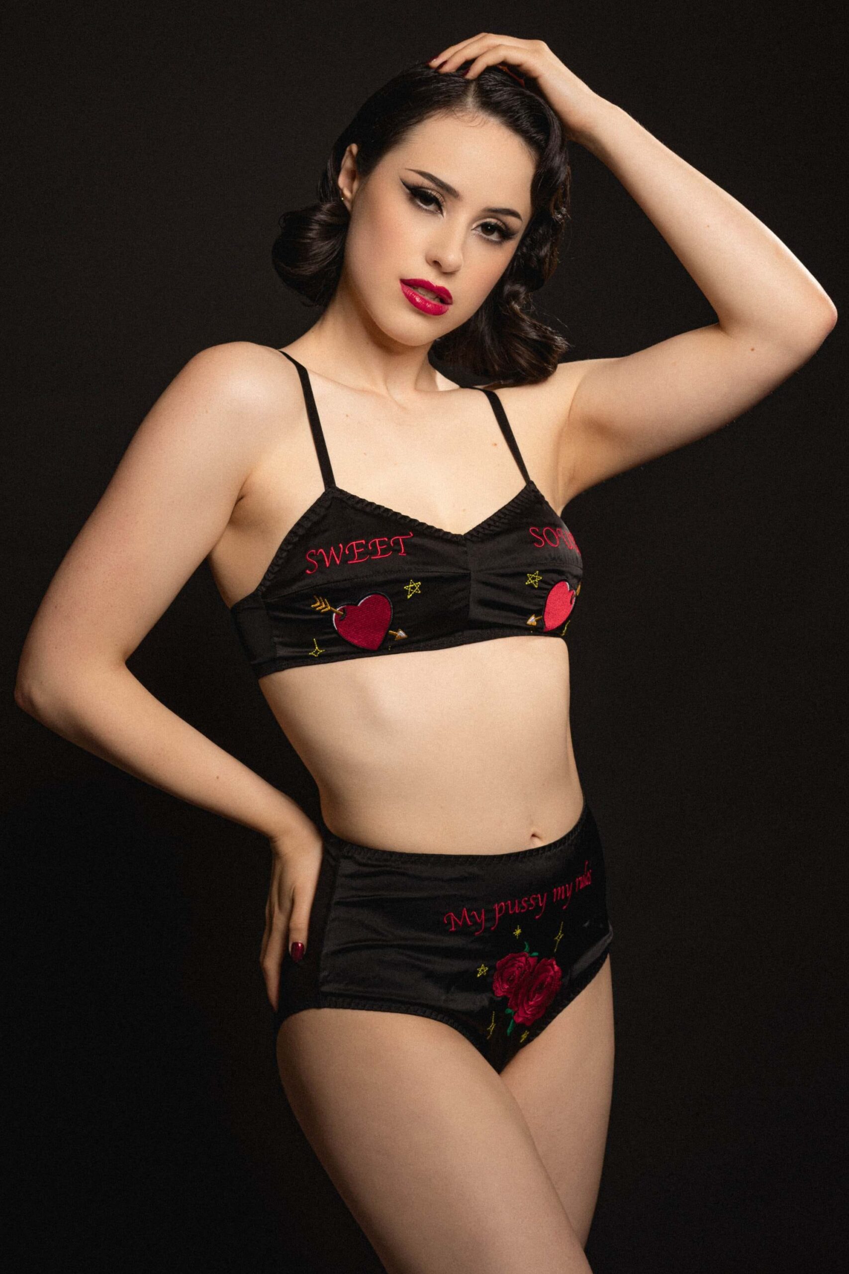 Clara Latte And Black Lace Harness and Bra – Playful Promises